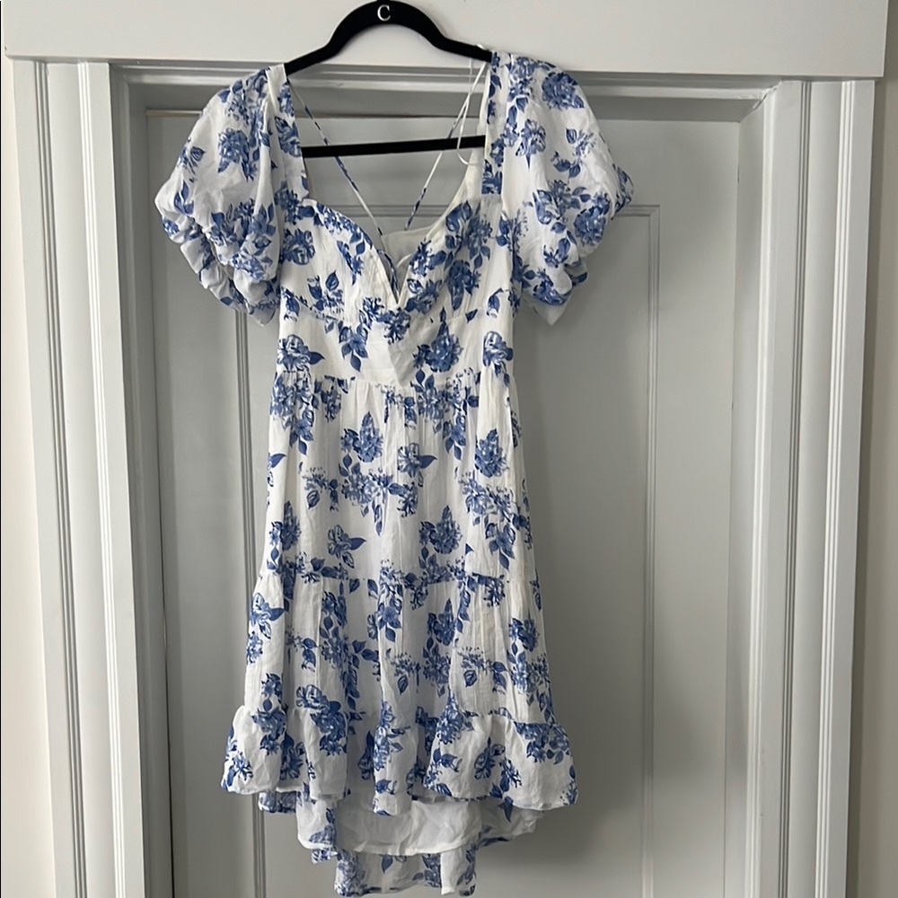 Floral Blue and White Dress